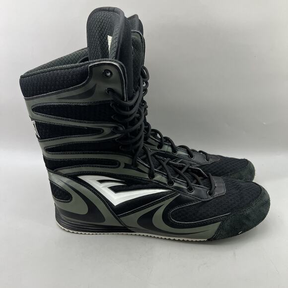 Everlast Contender High Top Boxing Shoes Men Size 12 Black Gray Mid Calf Sneaker - Picture 1 of 7
